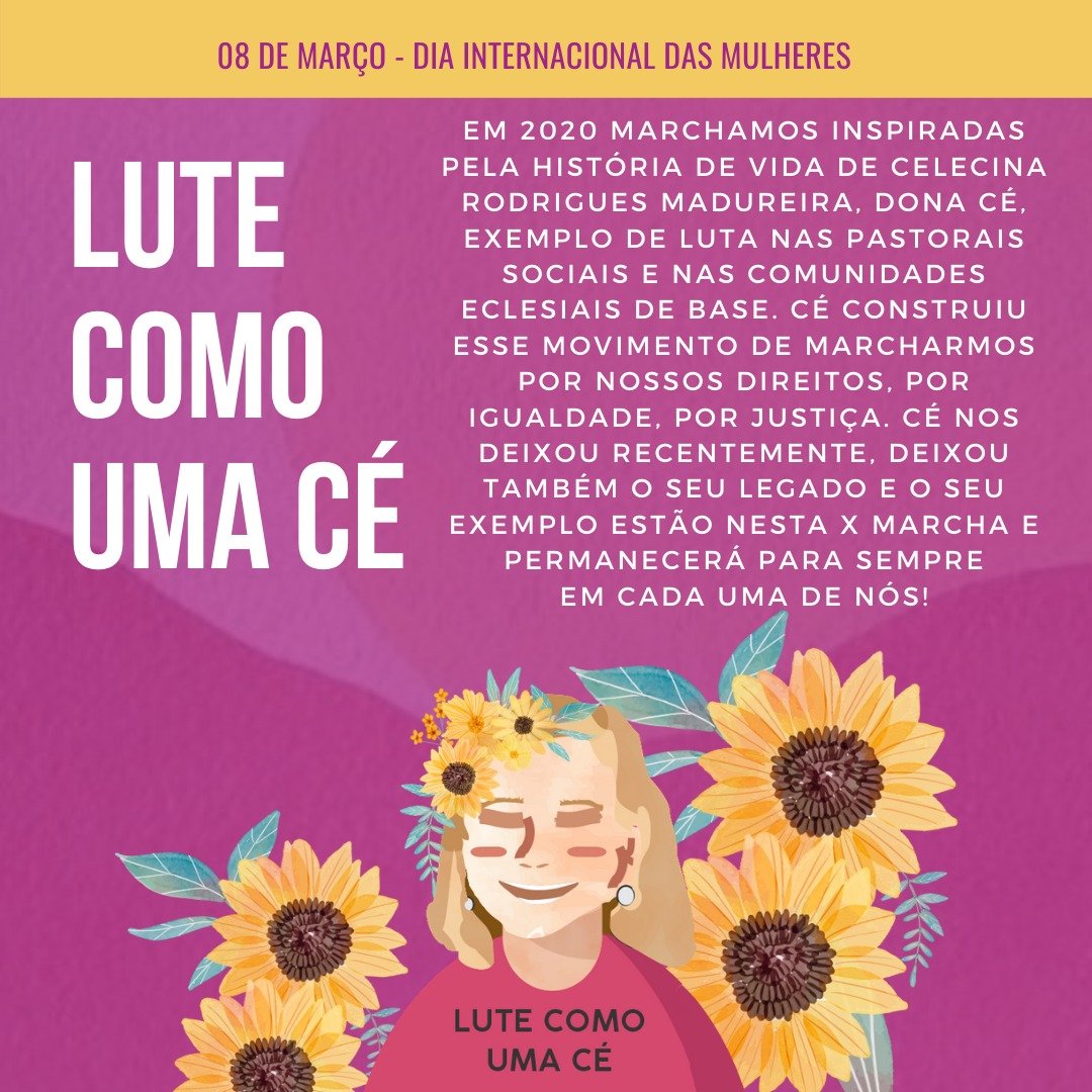 Inspiração do 8 de Março remete à Celecina Rodrigues Madureira, a Dona Cé