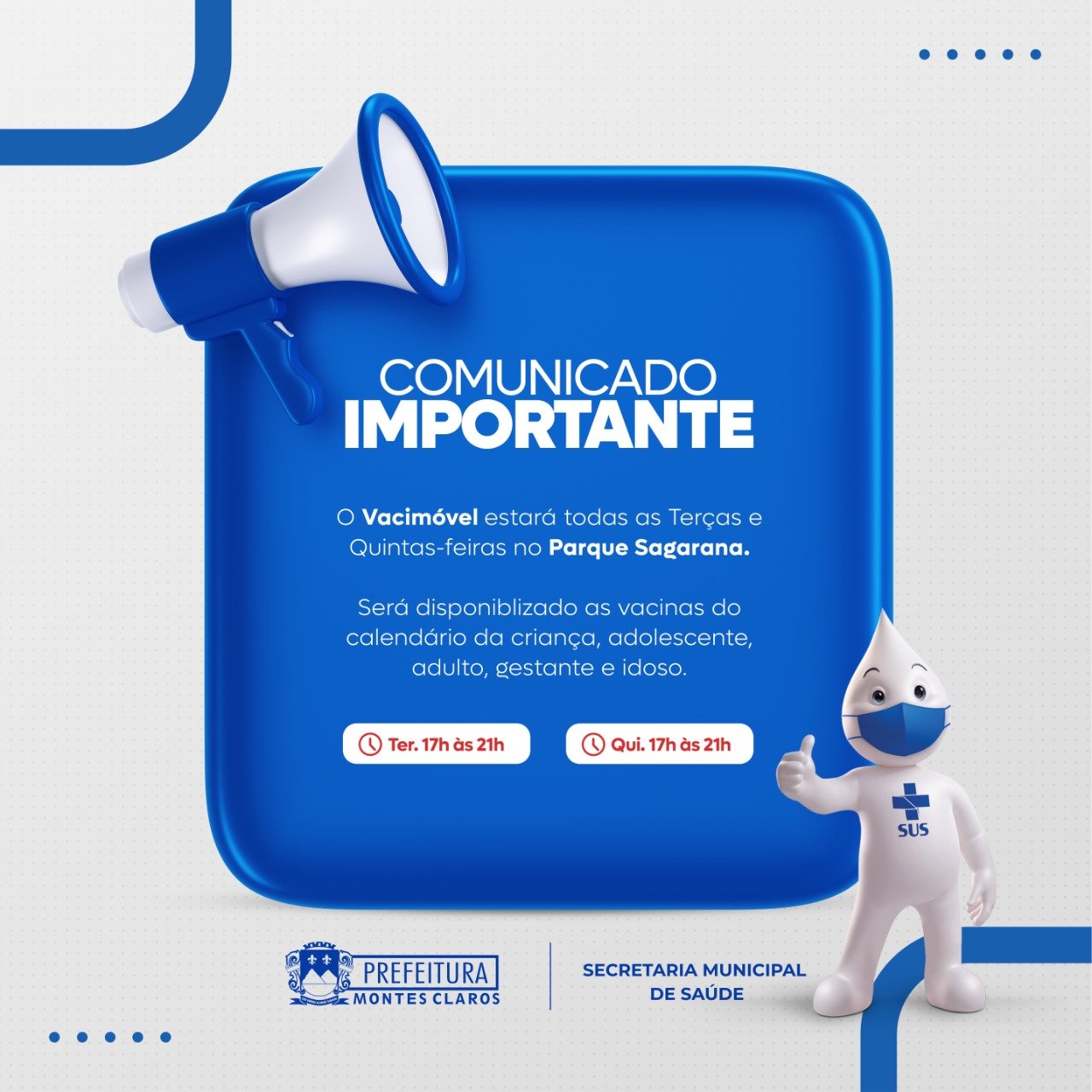 Vacimóvel da Prefeitura está todas as terças e quintas no Espaço Sagarana
