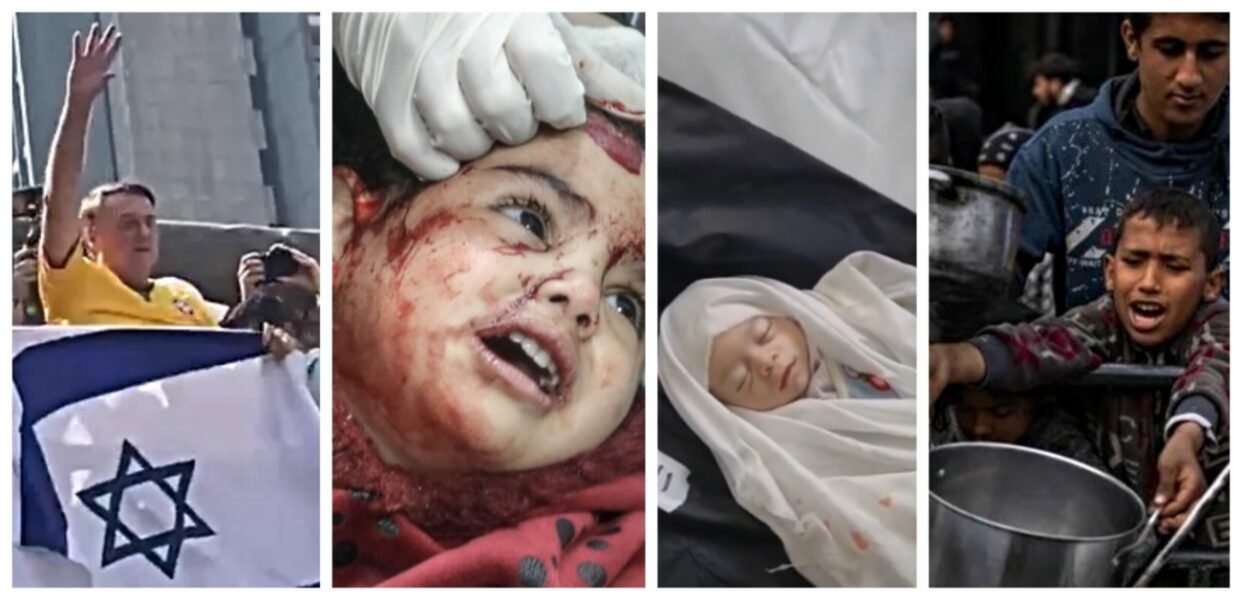 Bolsonaismo sionista é cúmplice da matança das crianças palestinas pelas forças militares de Israel em Gaza. Fotos: Reprodução de redes sociais