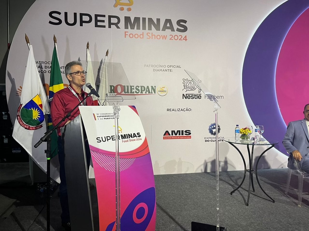 Governador Romeu Zema discursou na abertura da Superminas: ele fez críticas ao Bolsa Família. Foto: reprodução